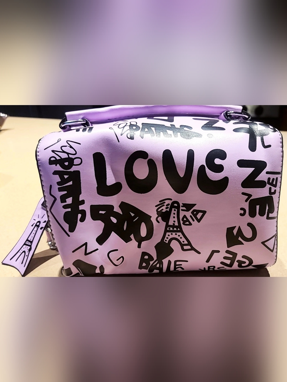 Women's Pink Graffiti Chain-Handle Shoulder Bag by - Picture 2 of 2
